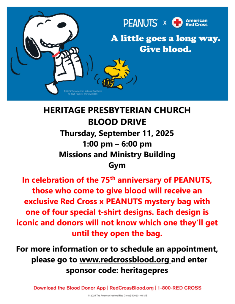 Red Cross Blood Drive @ Heritage Presbyterian Church gym